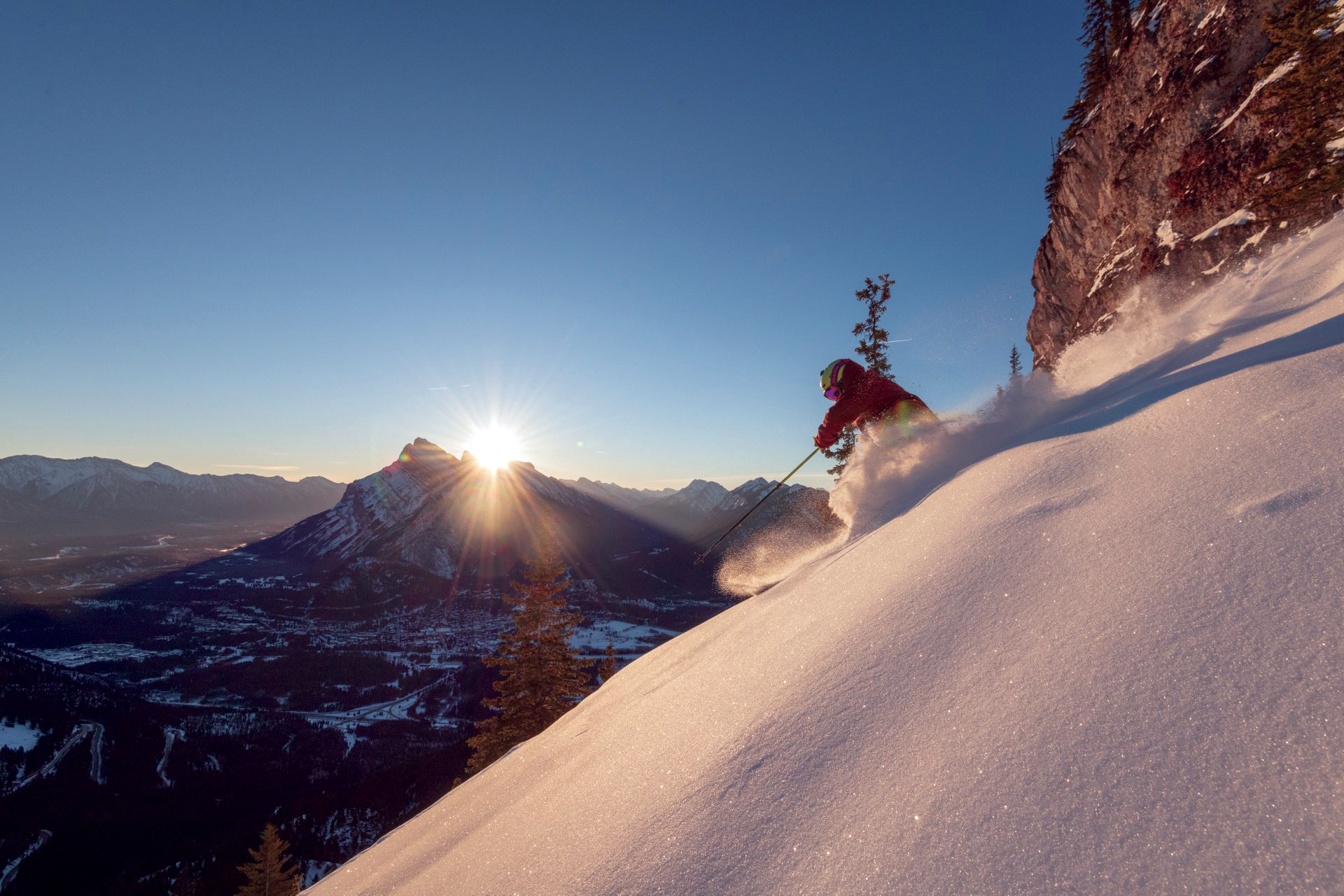 På ski på Mount Norquay i Banff