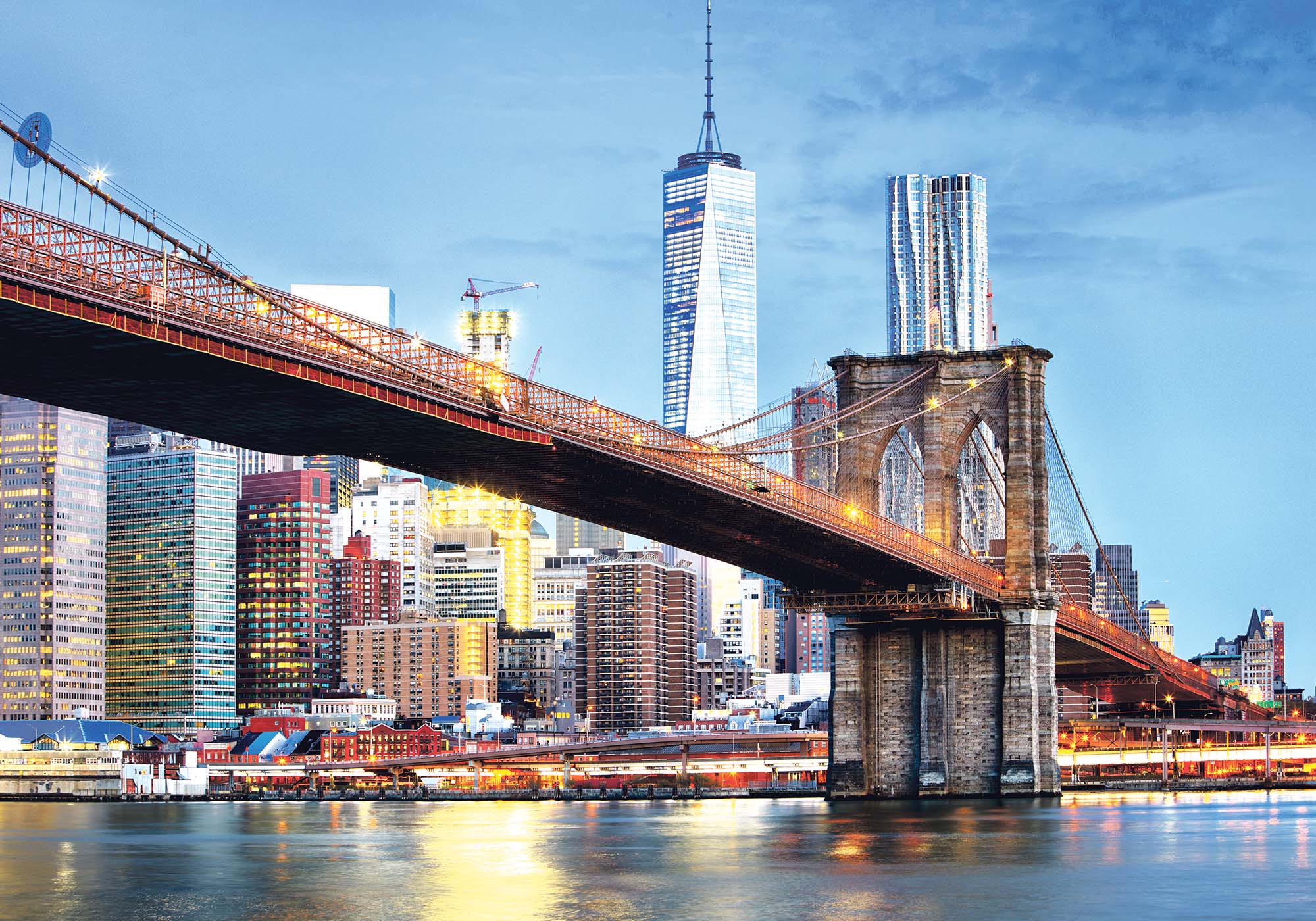 Brooklyn Bridge mellem Brooklyn og Manhattan