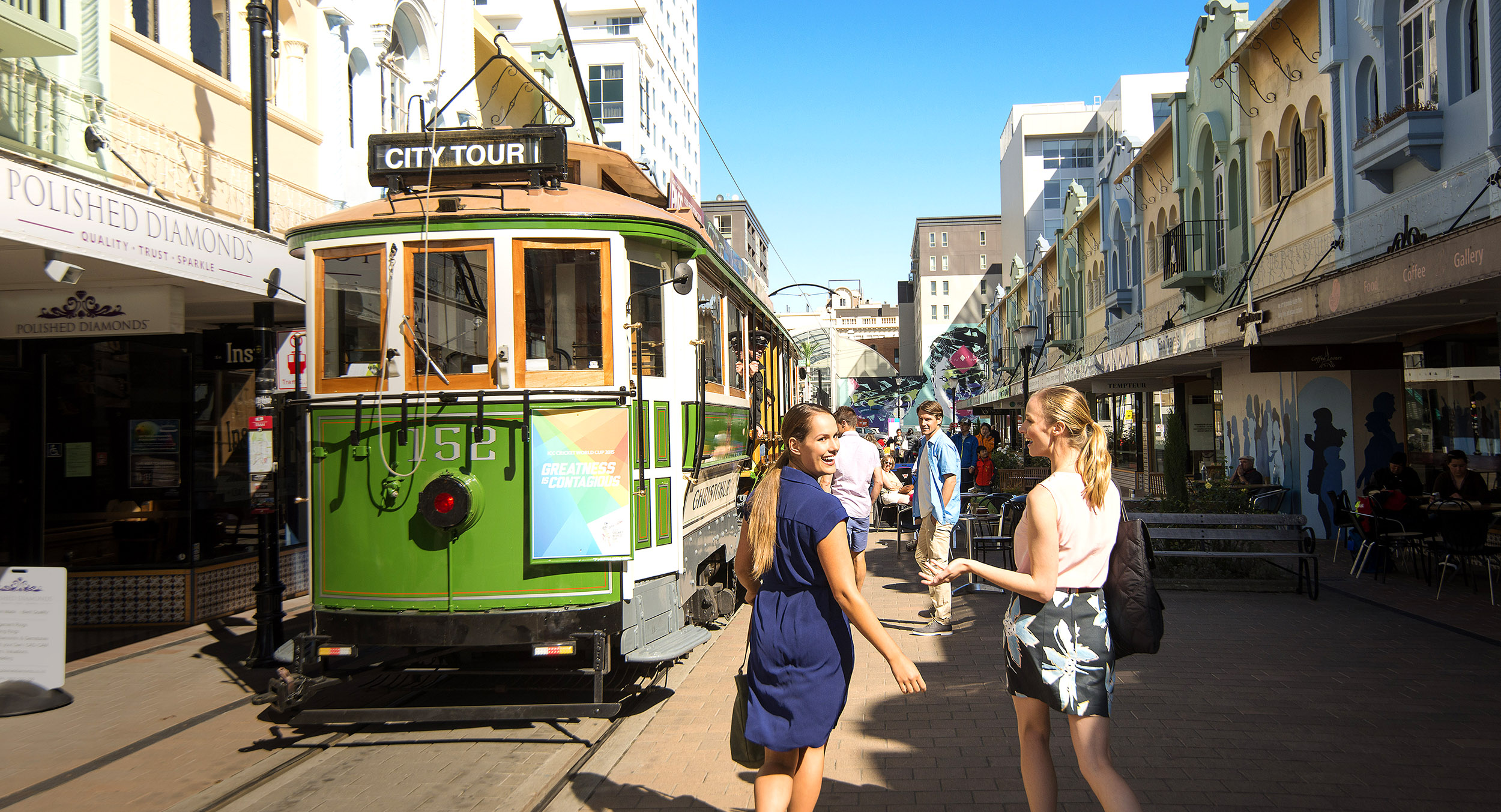 Christchurch byder på frodige haver og hyggelige stræder med sporvogne.