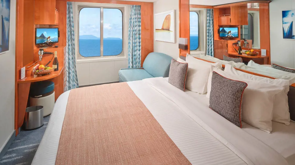 Udvendig kahyt ombord på Norwegian Pride of America