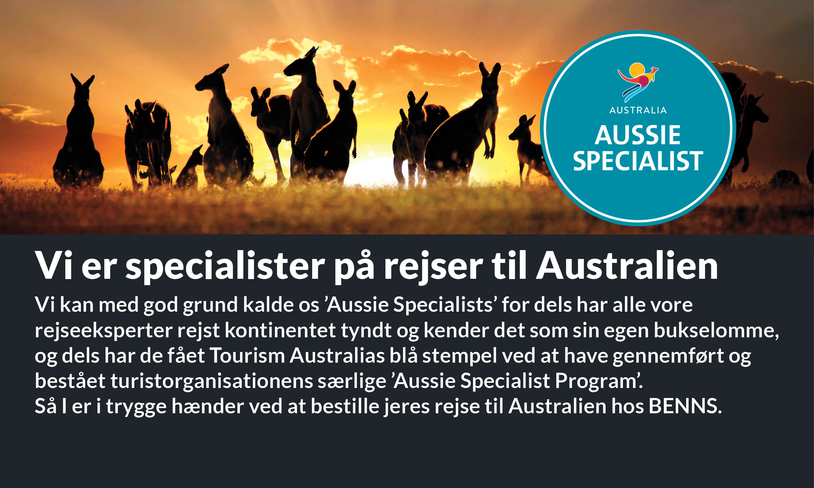 Vores rejseeksperter er certificerede "Aussie Specialists".