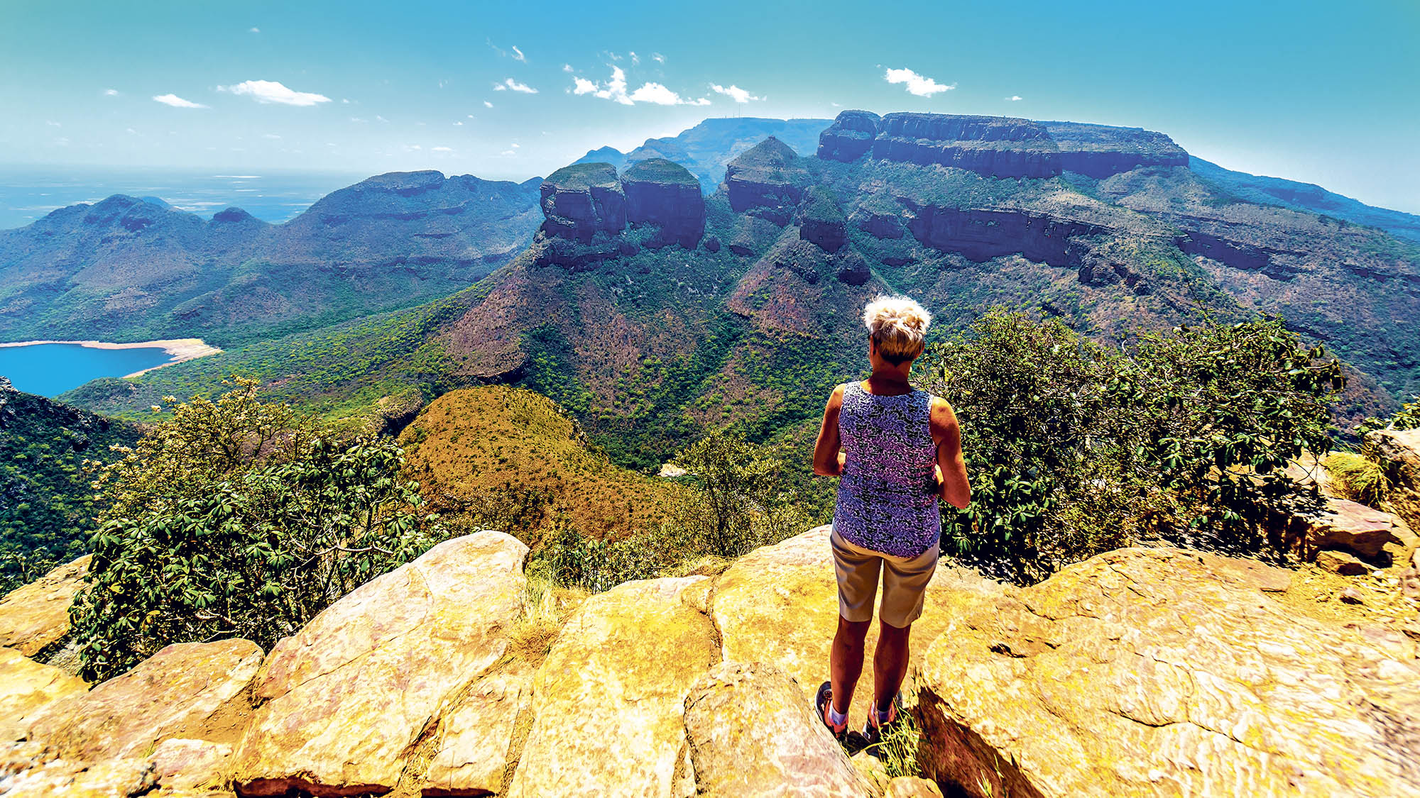 Udsigt over Blyde River Canyon med Three Rondavels