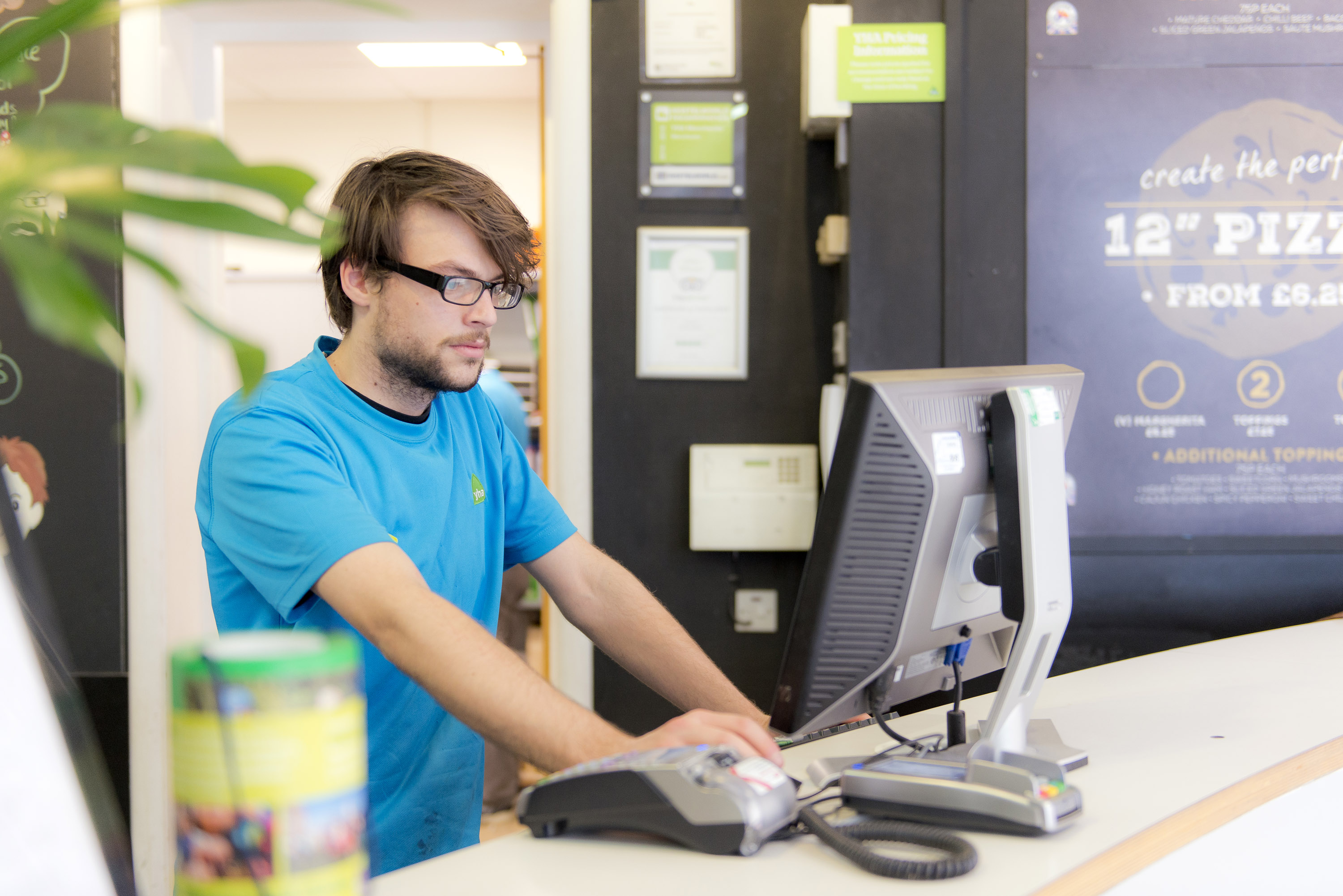 Studietur til Manchester, bo på Manchester YHA, reception