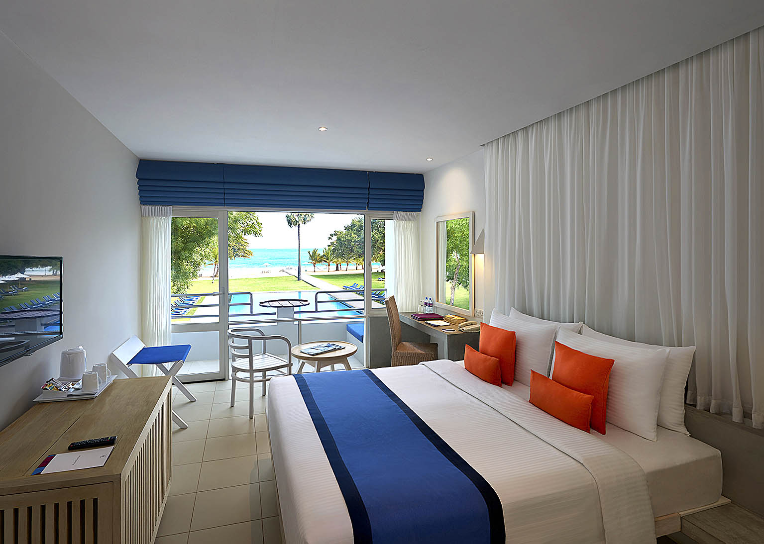 Eksempel på et Superior Room indrettet i moderne stil med havudsigt