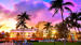 Miamis berømte art deco-distrikt i solnedgangen