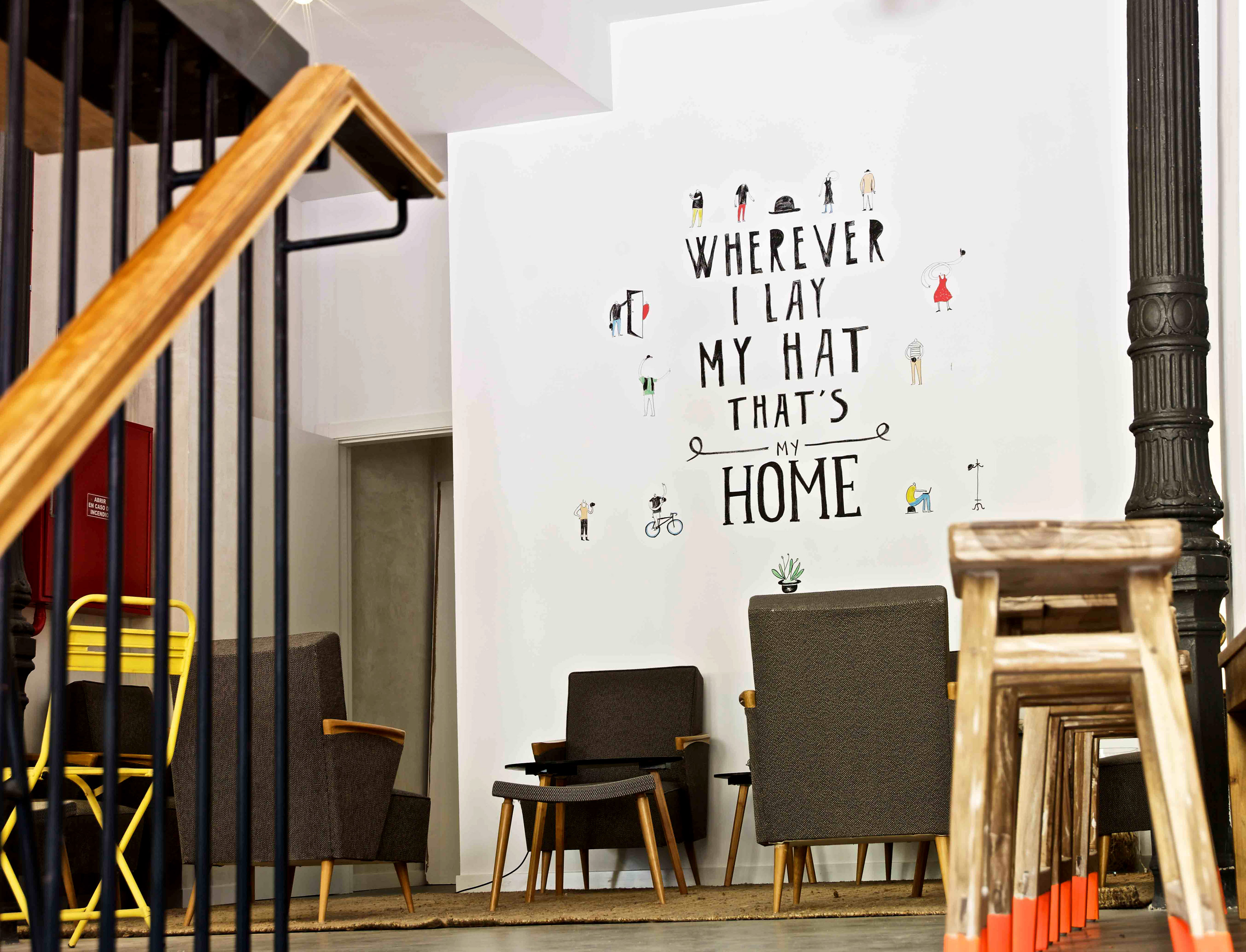 Studietur til Madrid, bo på hostel The Hat, lobby