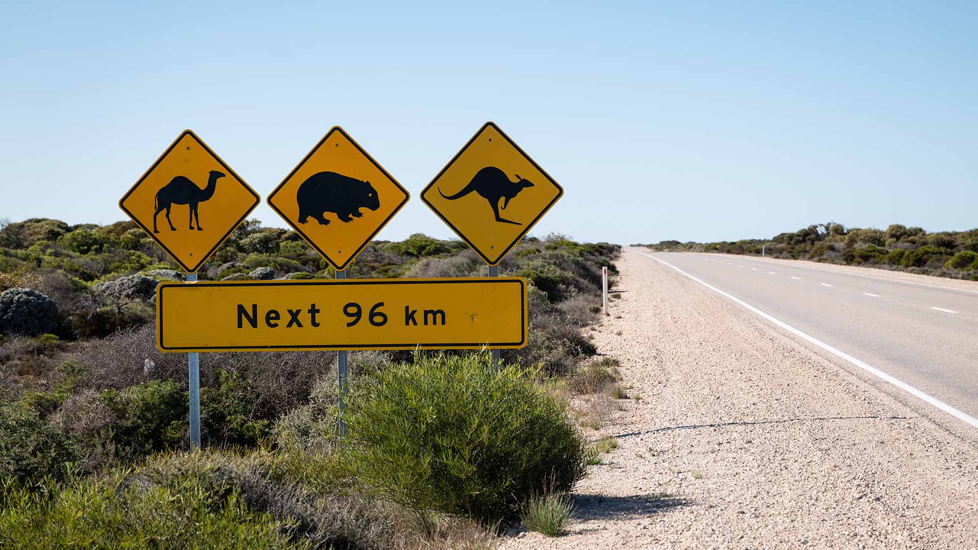 Vejskilt ved Nullarbor Plain