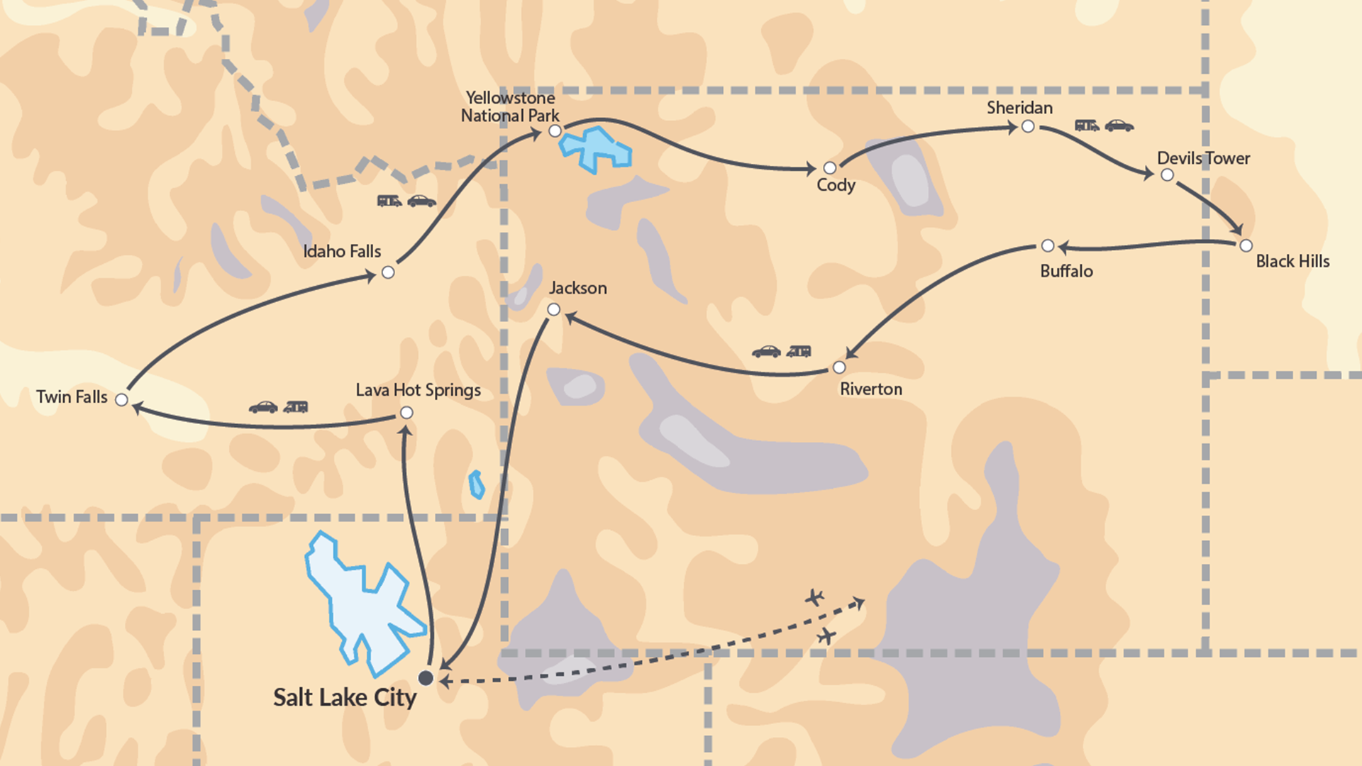 Et bud på en kør selv ferie i USA's prærie og bjerge