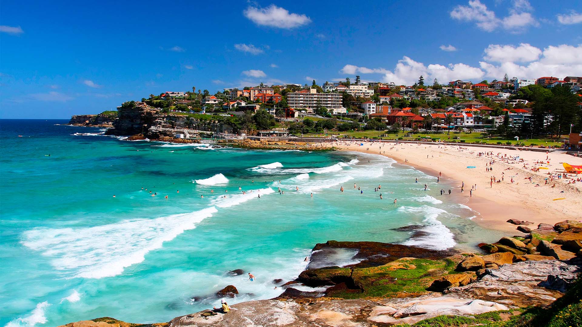 På rundrejser i Australien kan du bl.a. opleve berømte Bondi Beach i New South Wales.