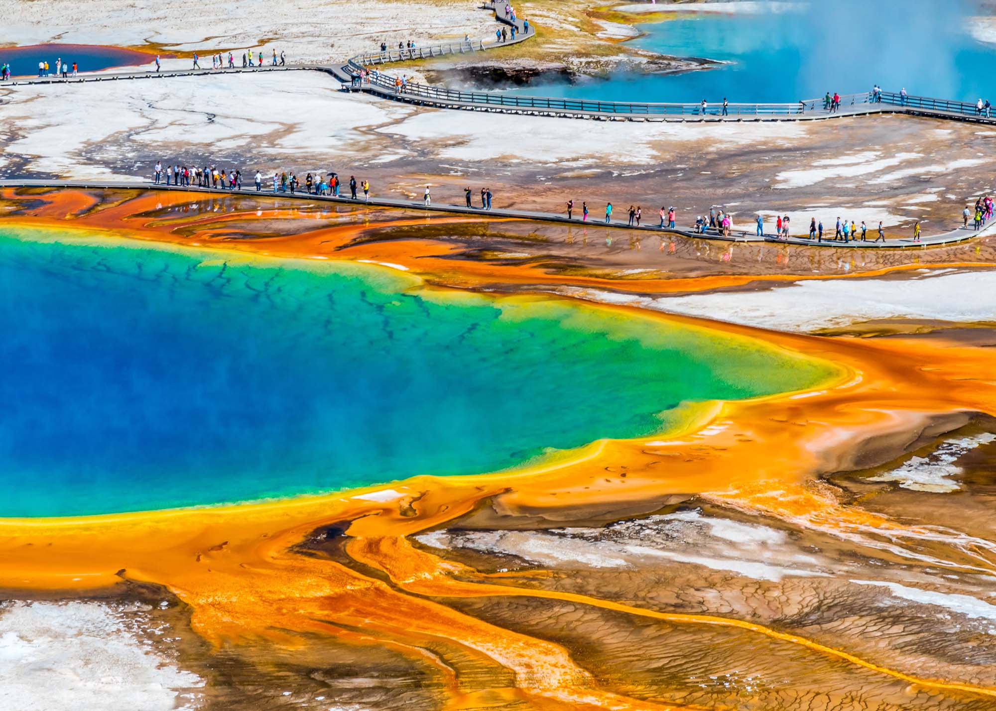 Fantastiske farver i Grand Prismatic Springs, Yellowstone National Park