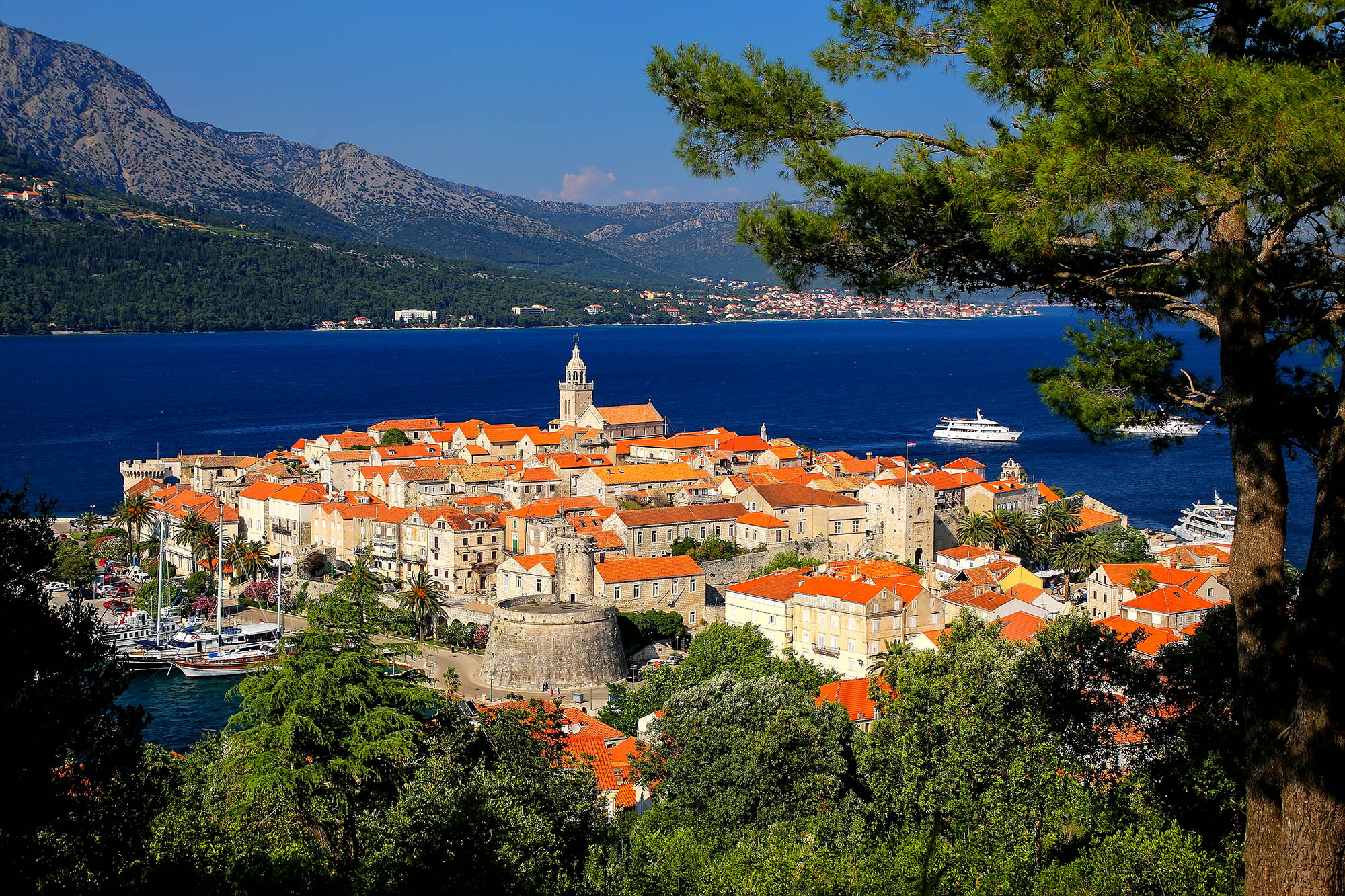 Fantastisk luftfoto af Korčula