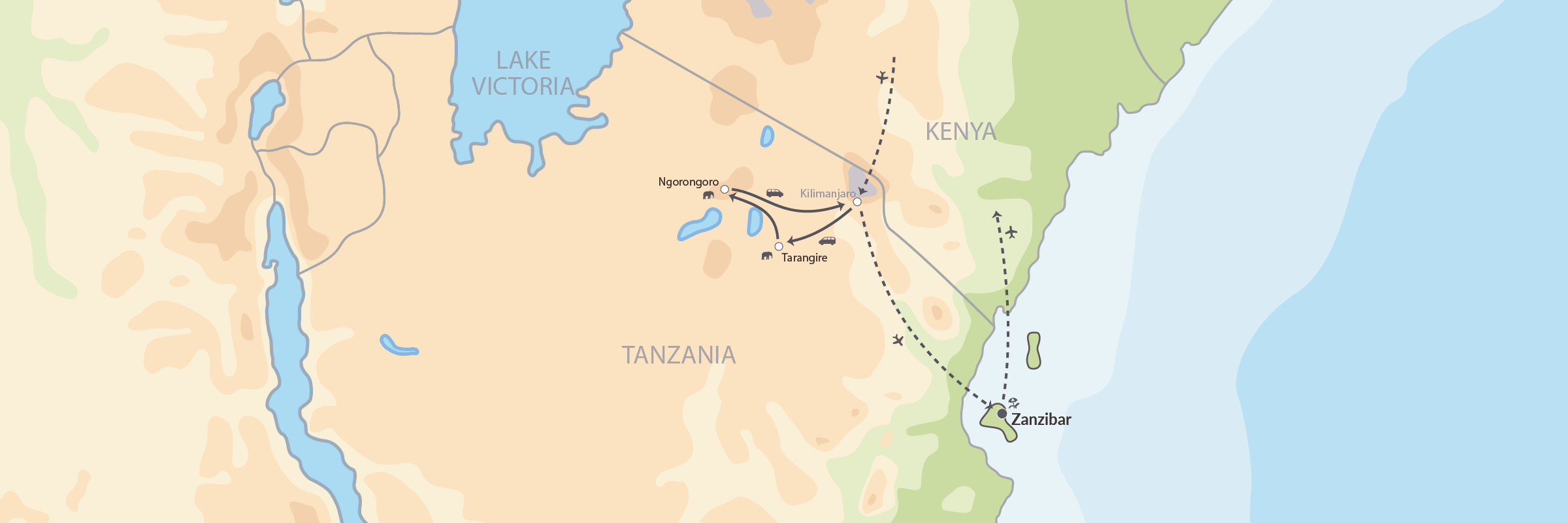 DK Safari I Tanzania Og Magiske Zanzibar Map