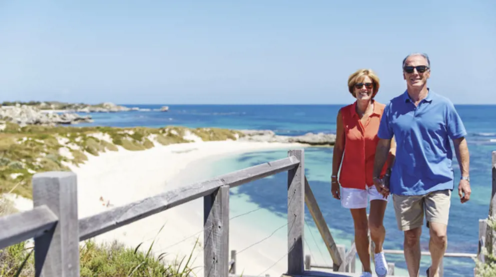 Pinky Beach, en af Rottnest Islands skønne strande. Foto: Rottnest Island Authority 