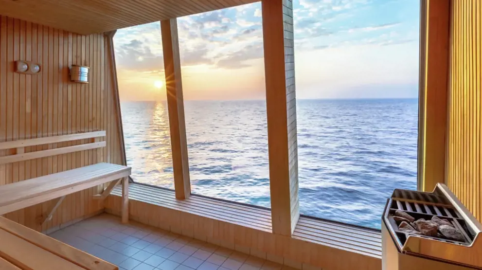 Nyd omgivelserne fra det komfortable krydstogtskib, f.eks. med sauna | Foto: Hurtigruten