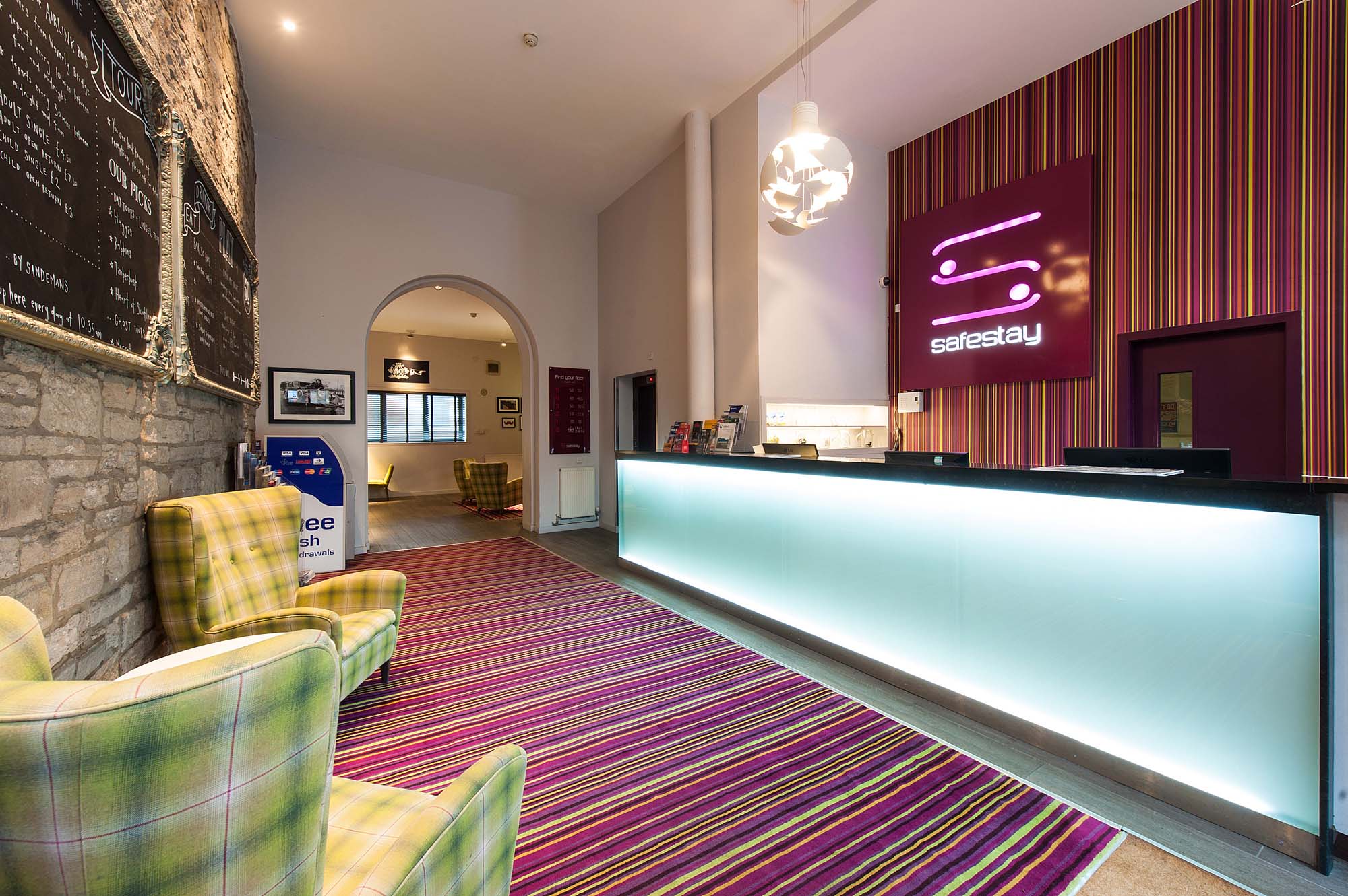 Studietur til Edinburgh, bo på Safestay Edinburgh, reception