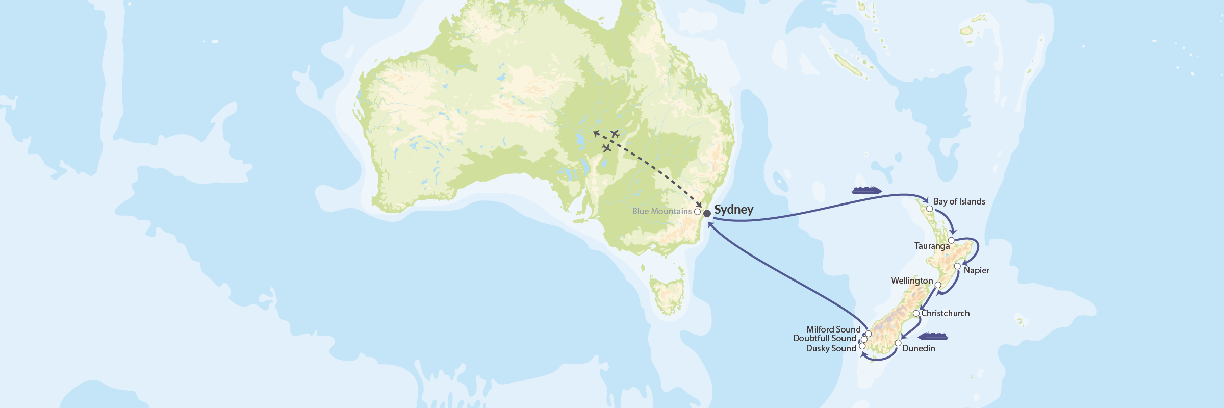 DK RCL Anthem Of The Seas 18MAR26 Australien Og Krydstogt Til New Zealand Map