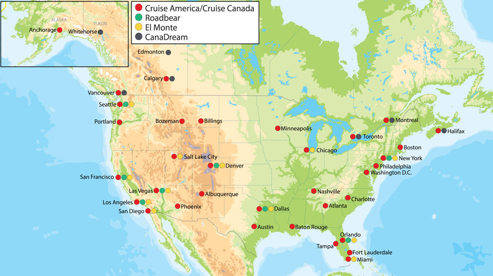 Autocamperdepoter i Nordamerika