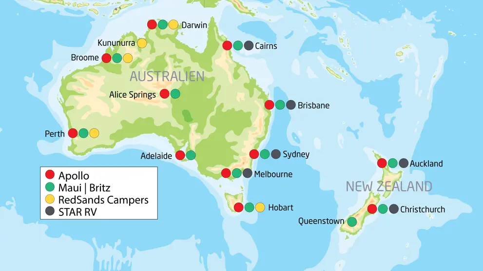 Autocamperdepoter i Australien og New Zealand