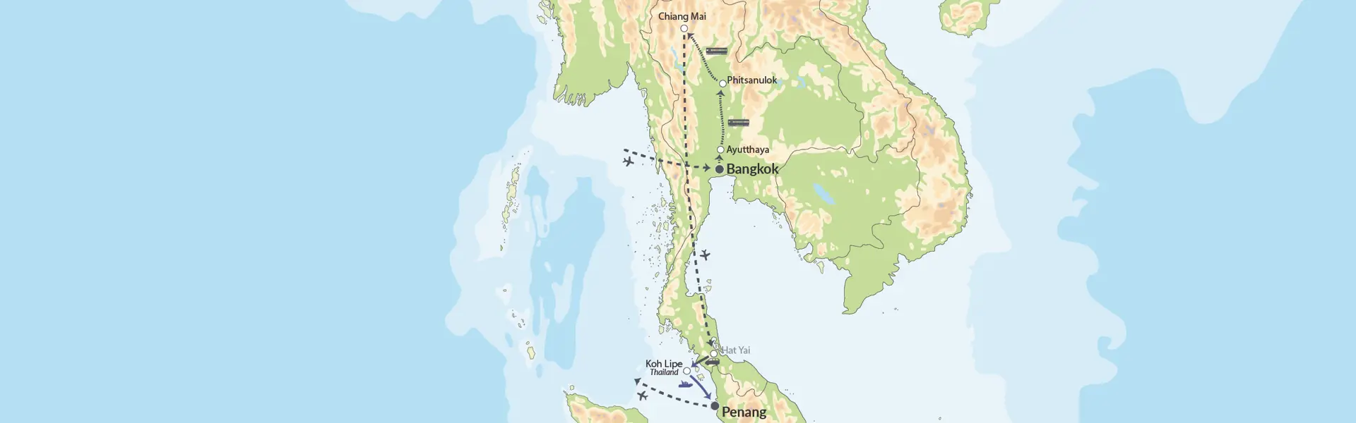 Thailand Og Malaysias Kontraster Map