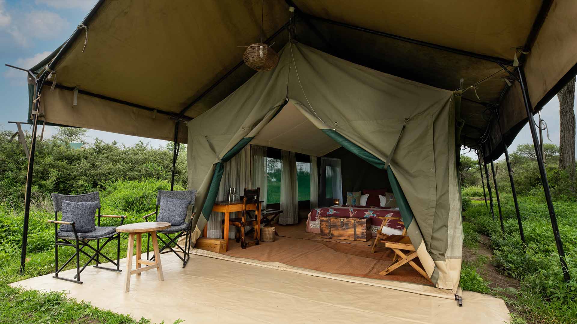 Eksempel på telt på Nyikani Migration Camp