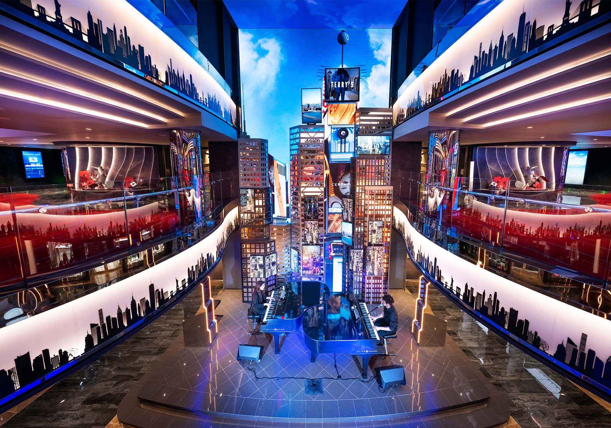 Pladsen Times Square i skibets midte