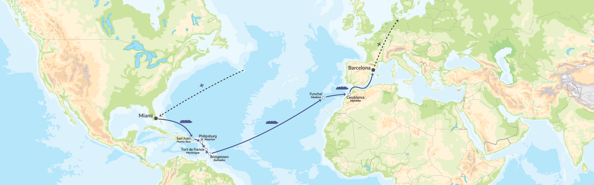 101150 Transatlantisk Krydstogt Fra USA Til Spanien Via Caribien