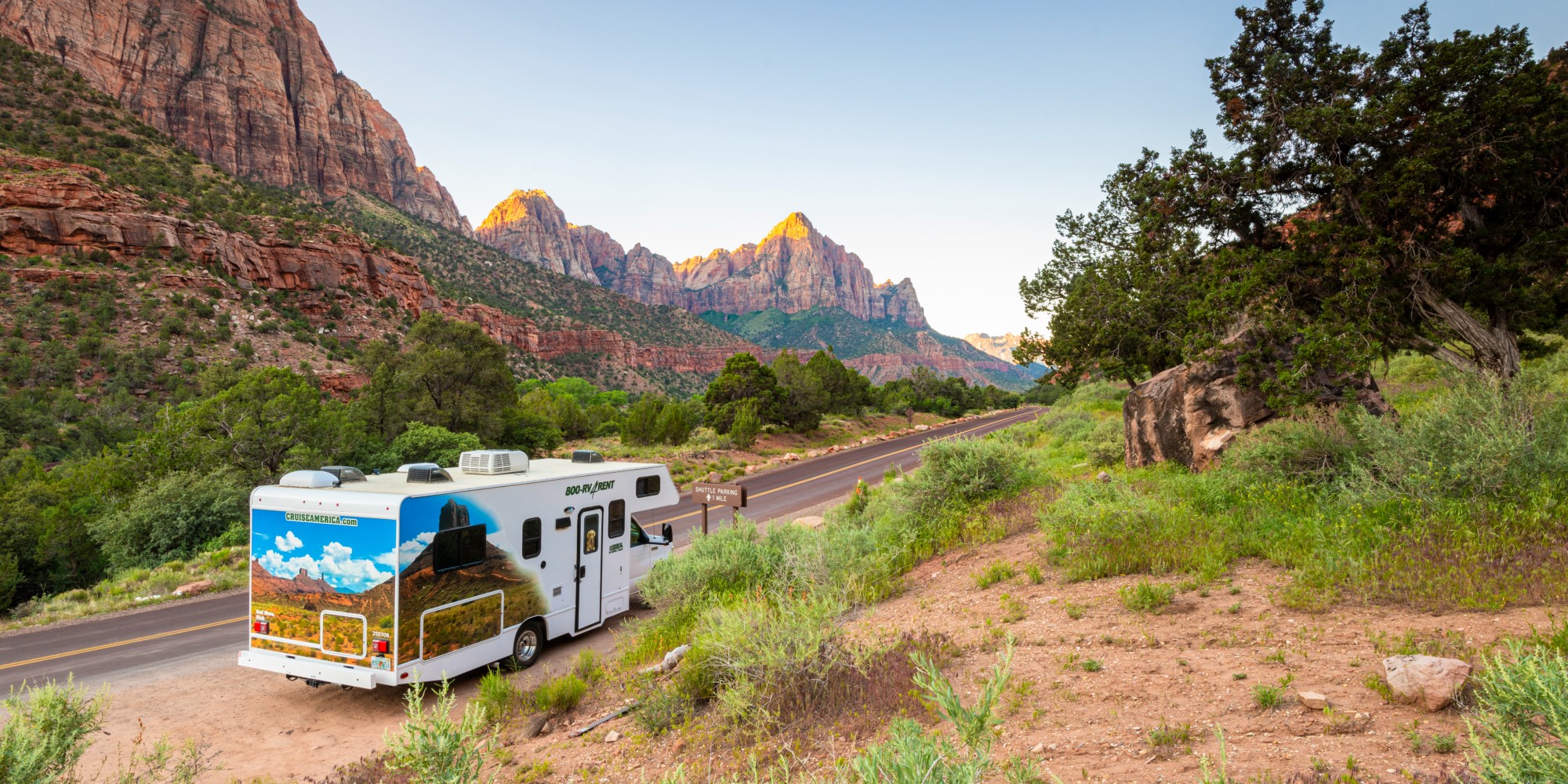Cruise America autocamper i Zion National Park i Utah i USA