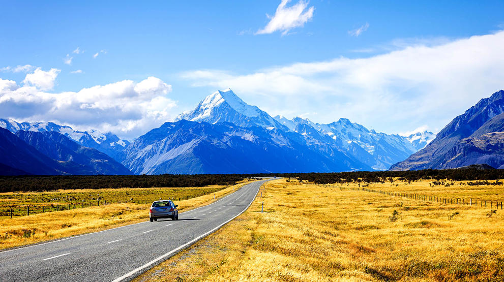 Kør selv ferie i bil på Sydøen i New Zealand