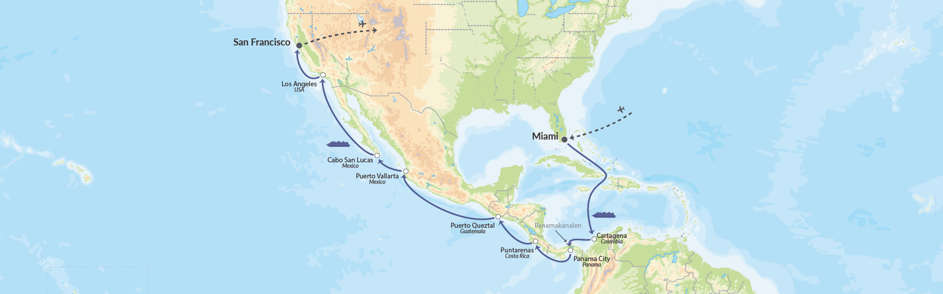 110120 Norwegian Encore 6APR24 USA Og Panamakanalen Map