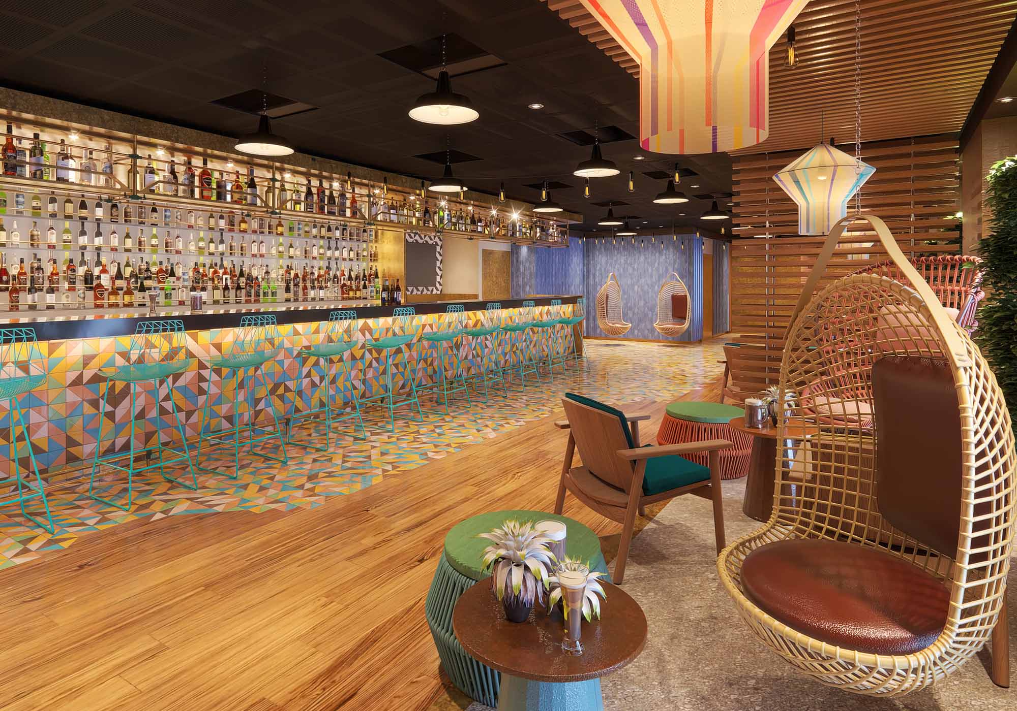 The Local Bar spiseområde ombord på Norwegian Viva