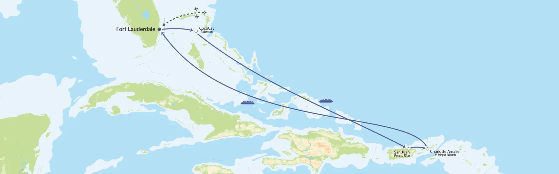 112475 Freedom Of The Seas Østlige Caribien Map