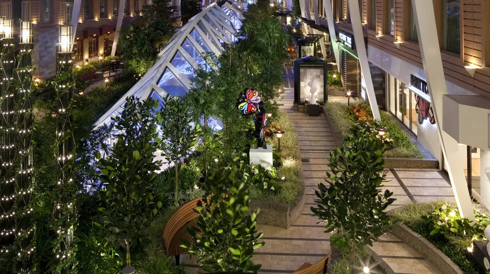 Central Park, et udendørs haveområde med levende planter og træer midt på skibet