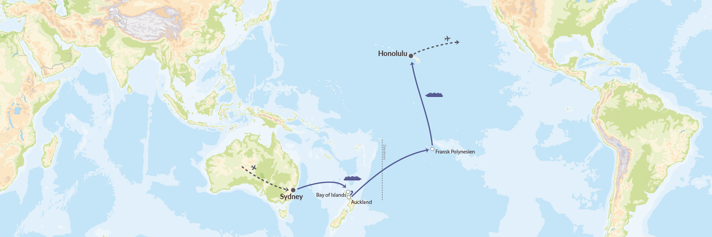 DK Celebrity Edge 16APR26 Luksuskrydstogt Fra Sydney Til Hawaii Via Fransk Polynesien Map