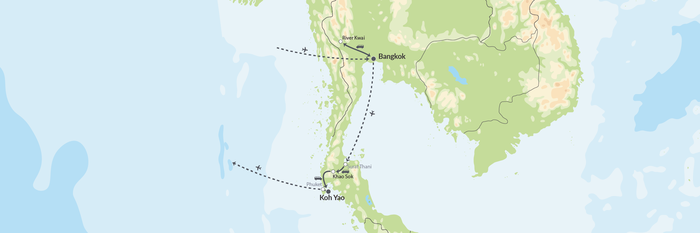 River Kwai Og Khao Sok I Thailand Map