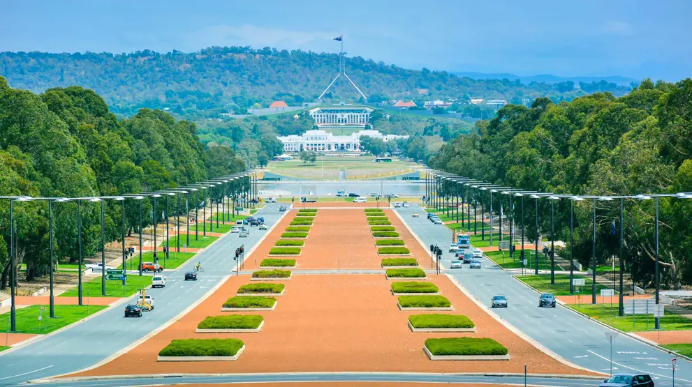 Udsigt fra War Memorial mod Parlamentet