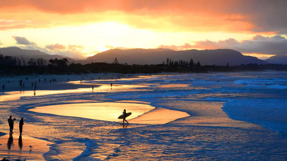 New South Wales-rejser byder på afslappet surferstemning i Byron Bay.