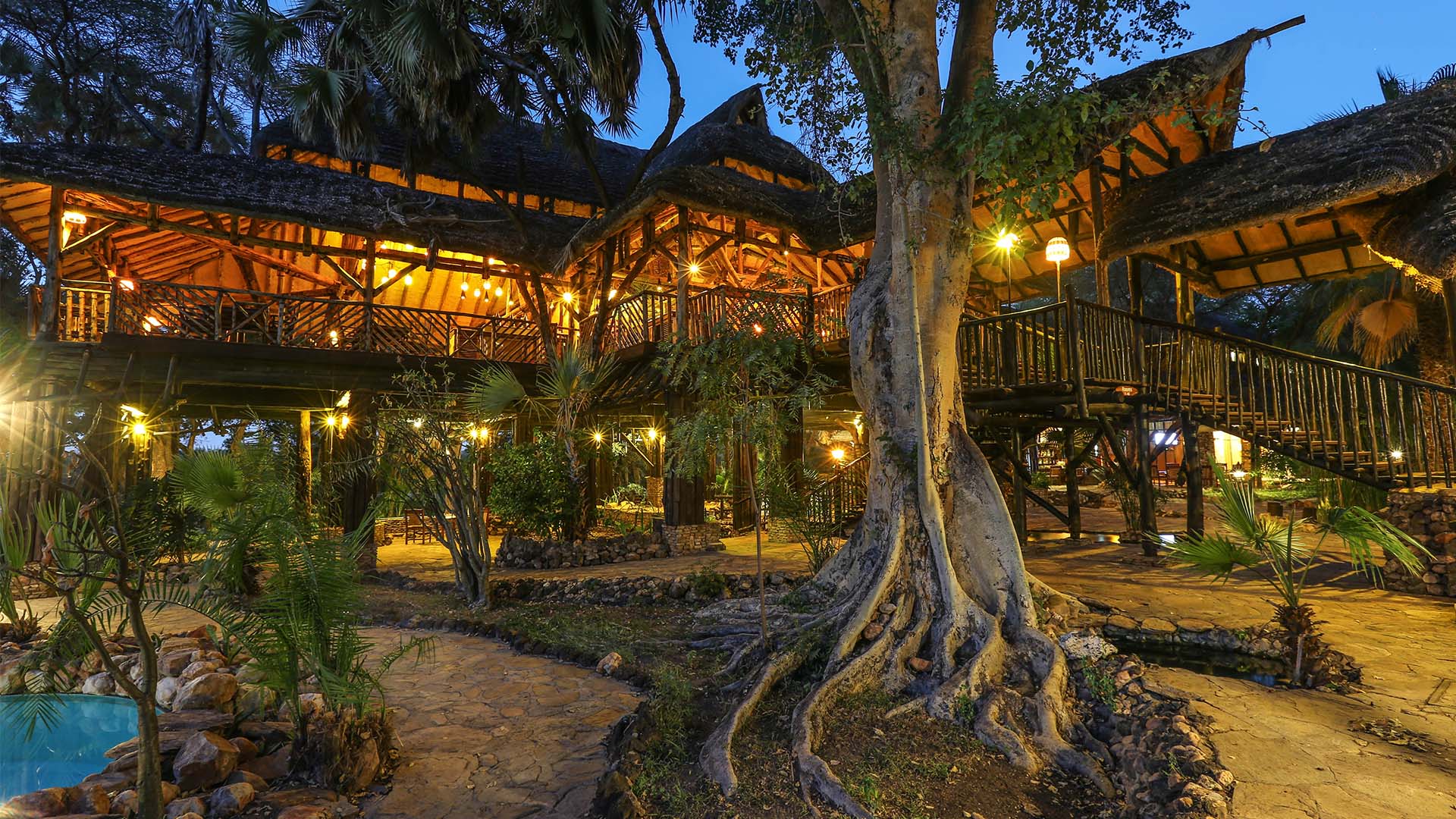 Lodgen er bygget i fin sammenhæng med naturen