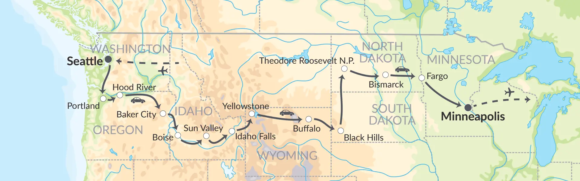 91717 På Tværs Af Great America Fra Seattle Til Minneapolis
