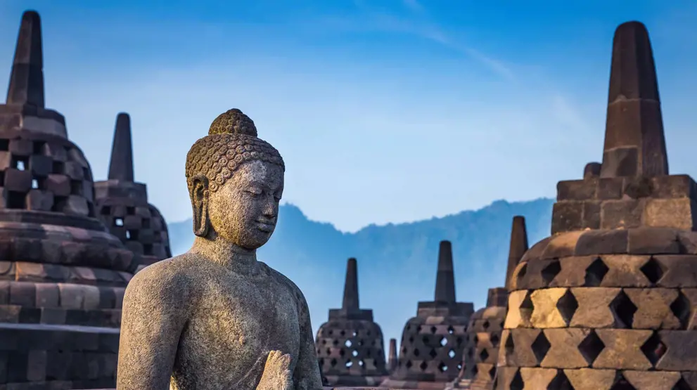 Buddhastatue i Borobudur, Yogyakarta - Rejser til Indonesien
