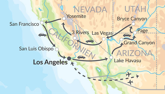 Den klassiske rute med autocamper i USA