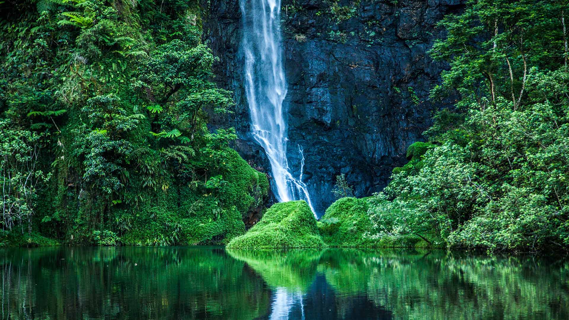 Se de smukke vandfald i Tahitis frodige natur