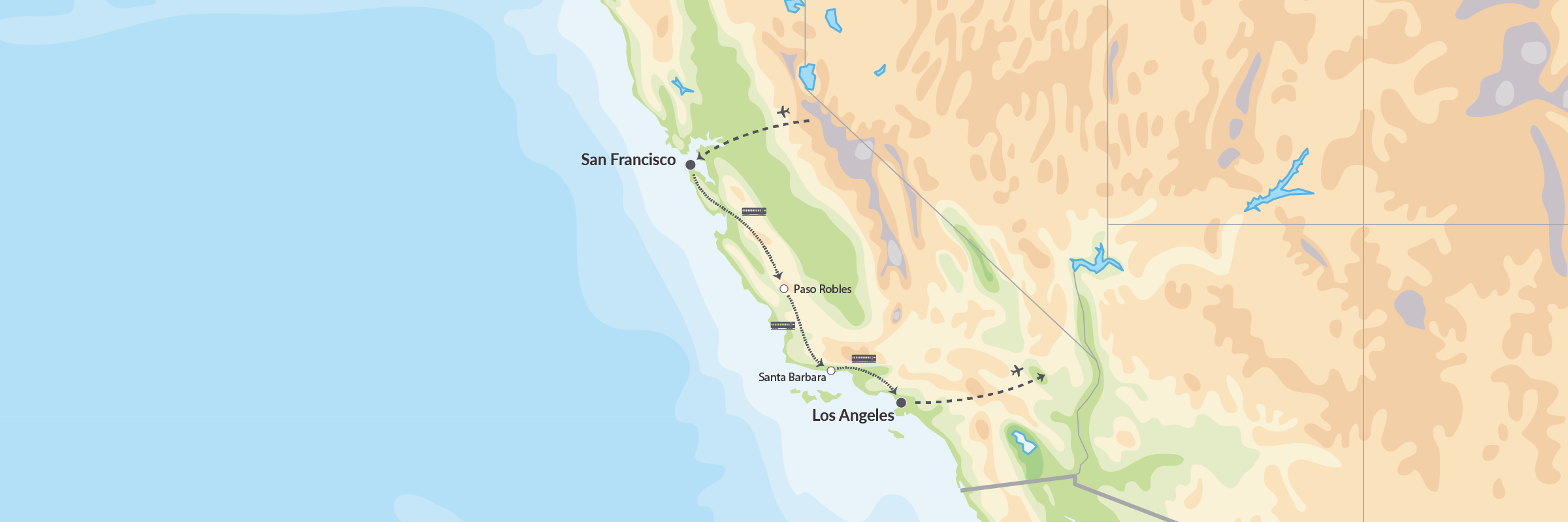 111522 Togrejse San Francisco Los Angeles Californien Map (1)