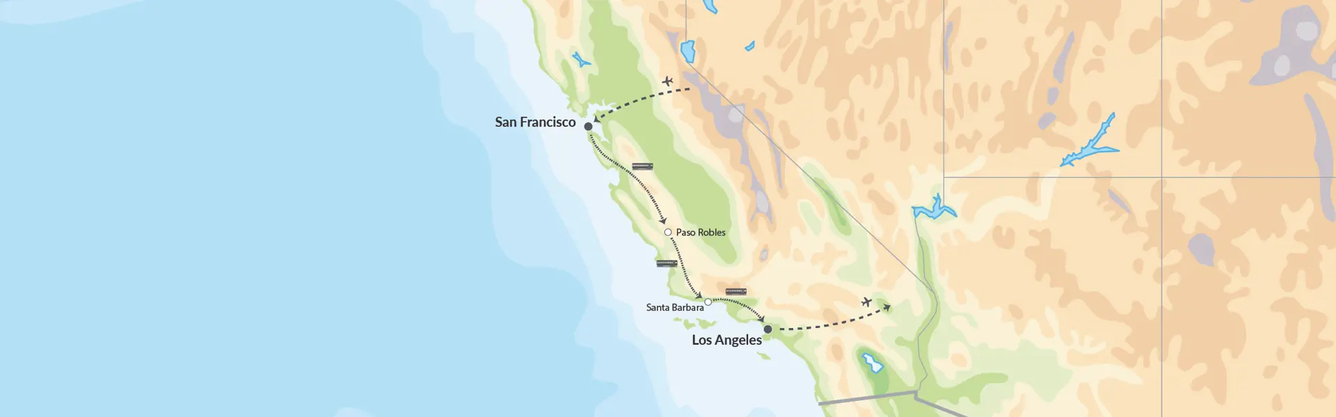 111522 Togrejse San Francisco Los Angeles Californien Map (1)