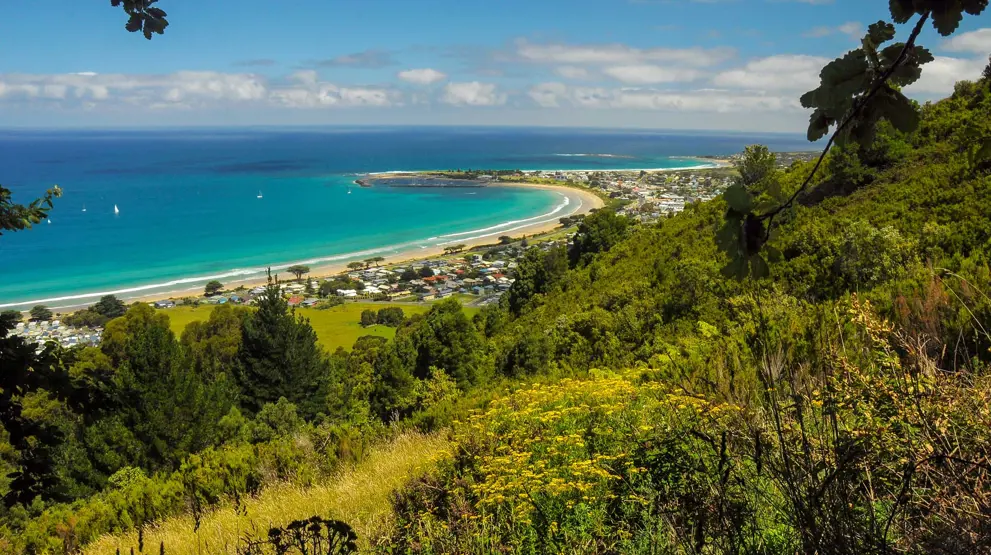 Udsigt til Apollo Bay på Great Ocean Road