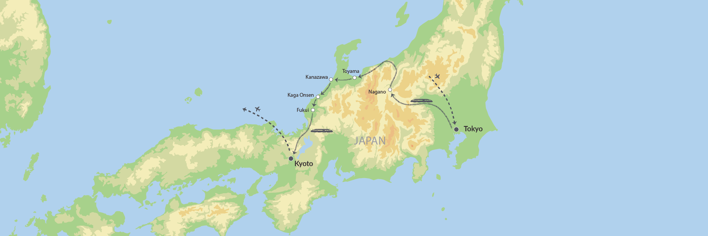 Togrejse Gennem De Japanske Alper Map