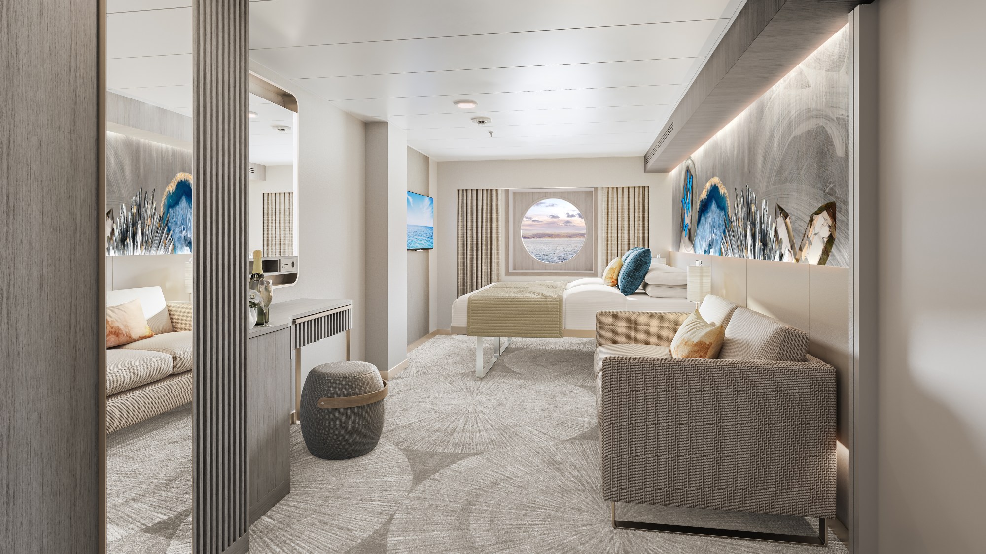 Udvendig kahyt ombord på Norwegian Viva