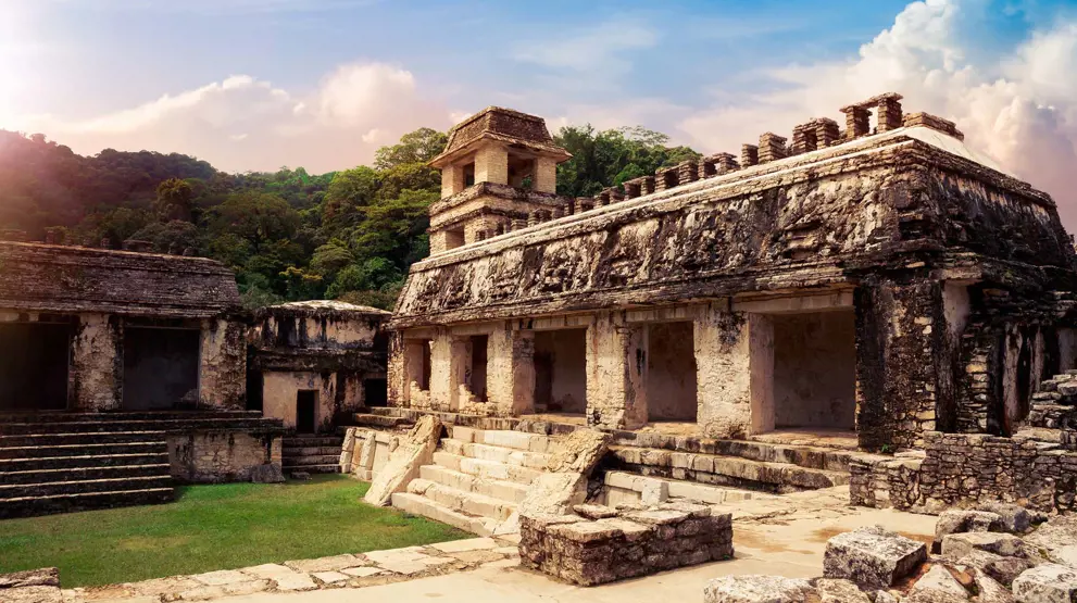 Palenque-ruinerne, der ligger i Mexicos regnskov