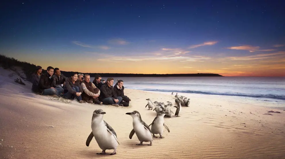 Se den berømte "Penguin Parade" på Phillip Island når du rejser til Victoria.