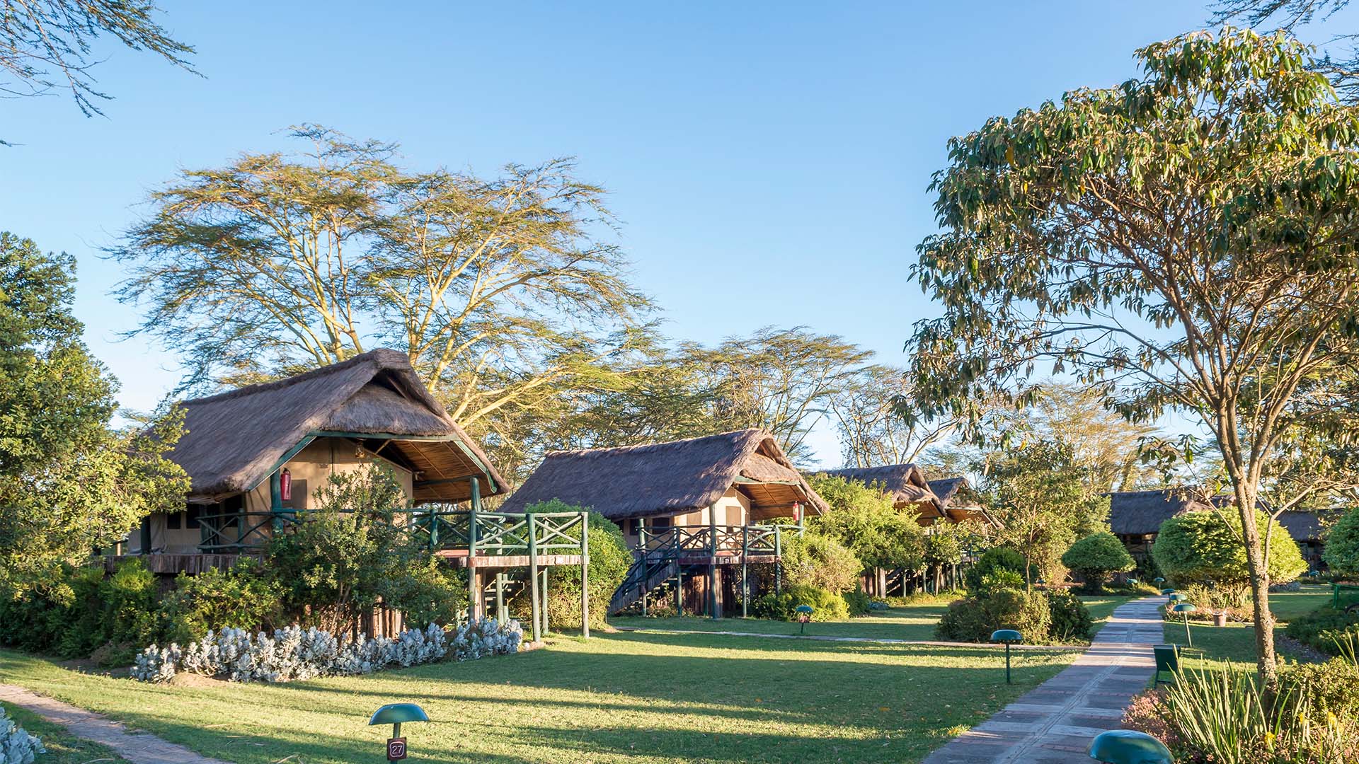 Teltene ligger på en platform og har tag over, så det er ikke som et almindeligt telt