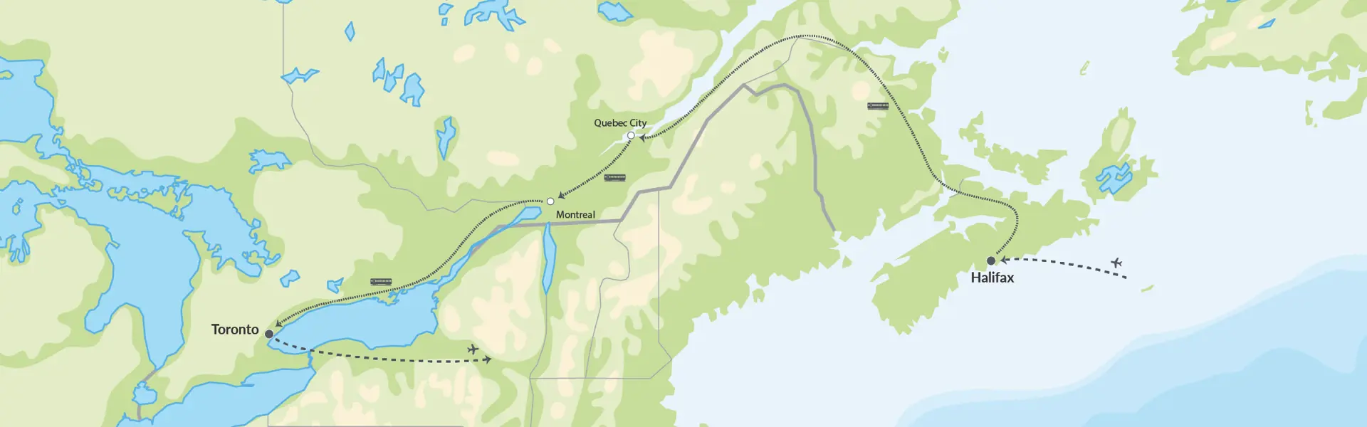 111152 Tog Halifax Quebec City Montreal Toronto Niagara Falls Map
